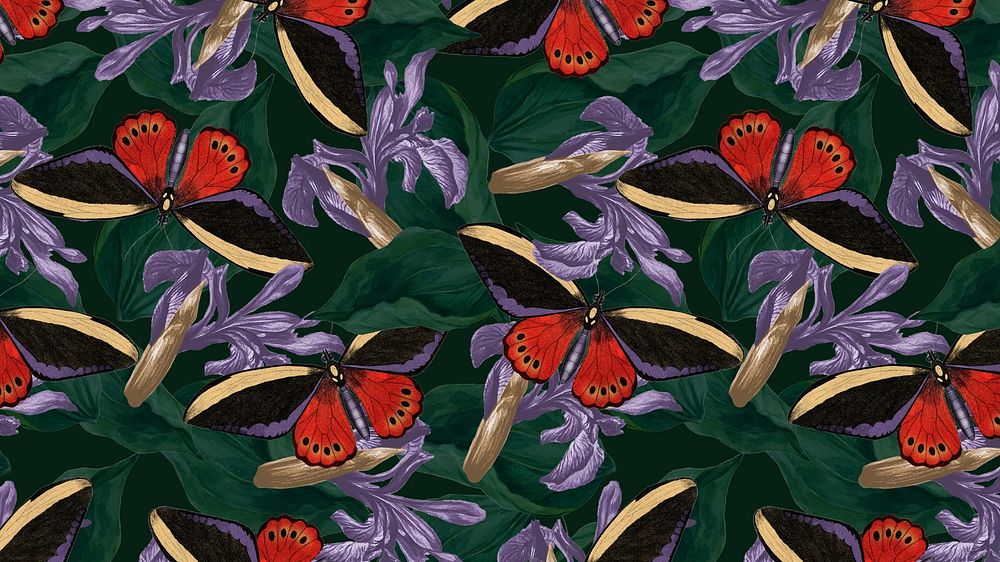 Seamless butterfly pattern HD wallpaper, vintage exotic nature remix from The Naturalist's Miscellany by George Shaw