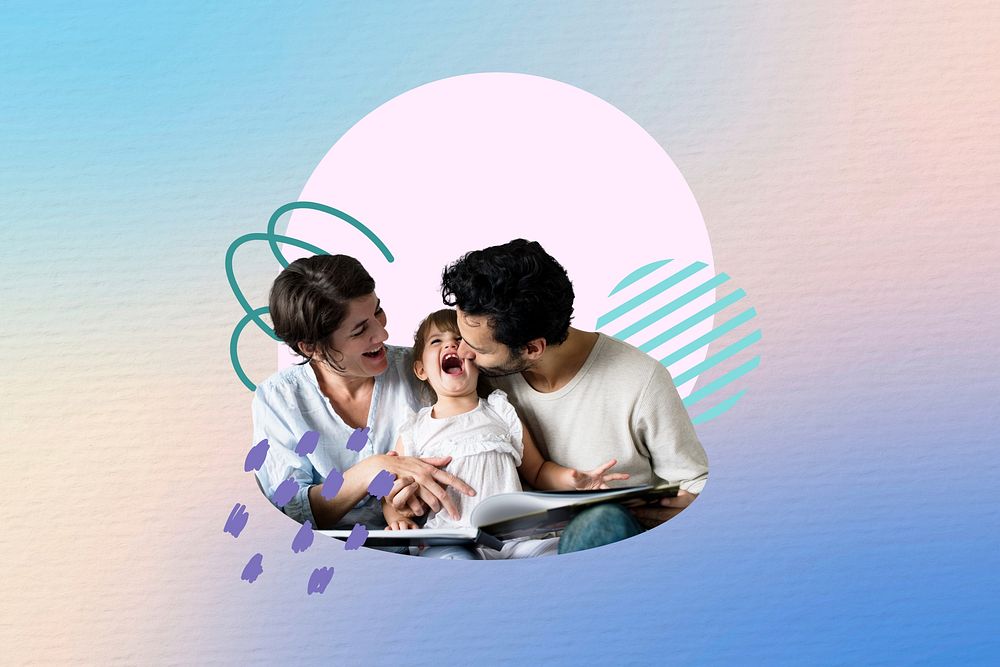 Parents & daughter background, colorful design