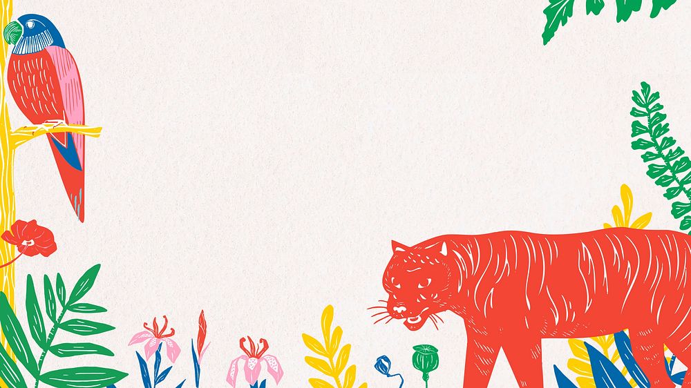 Botanical wildlife desktop wallpaper, animal illustration