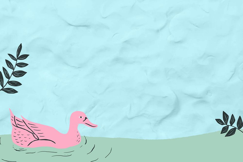 Duck blue border background, animal illustration