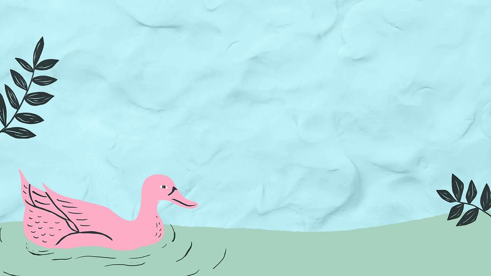 Duck blue border desktop wallpaper, animal illustration