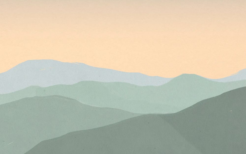 Mountain sunset view background, aesthetic nature illustration