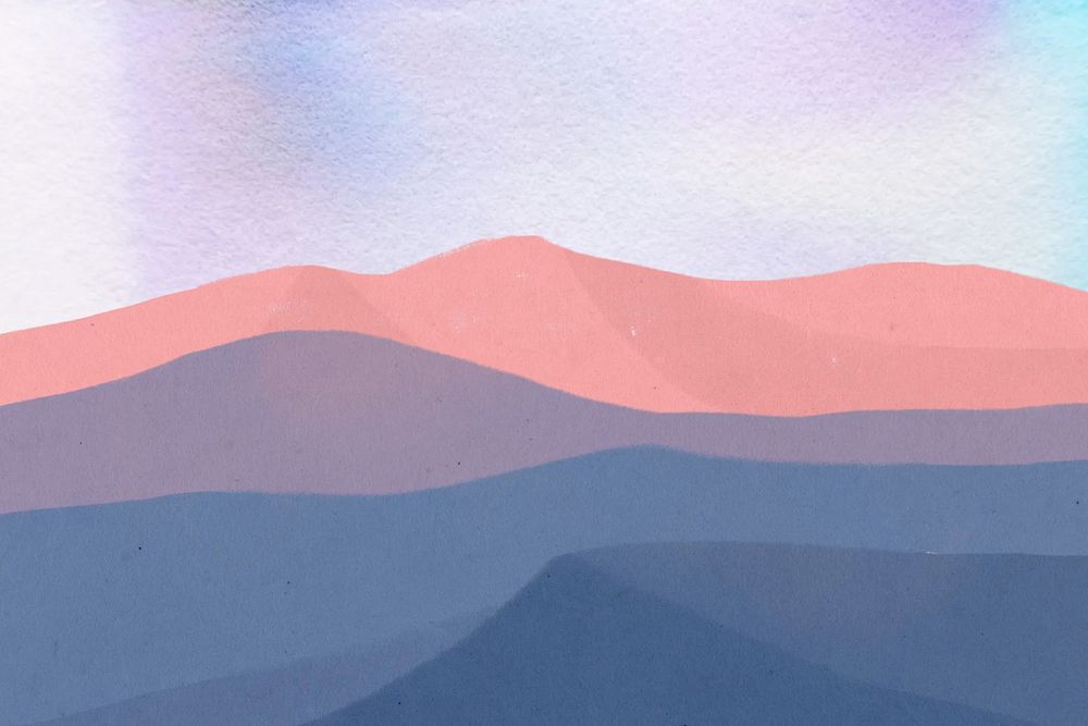 Aesthetic mountain view background, purple sky illustration
