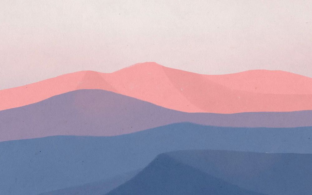 Aesthetic mountain view background, pink sky illustration