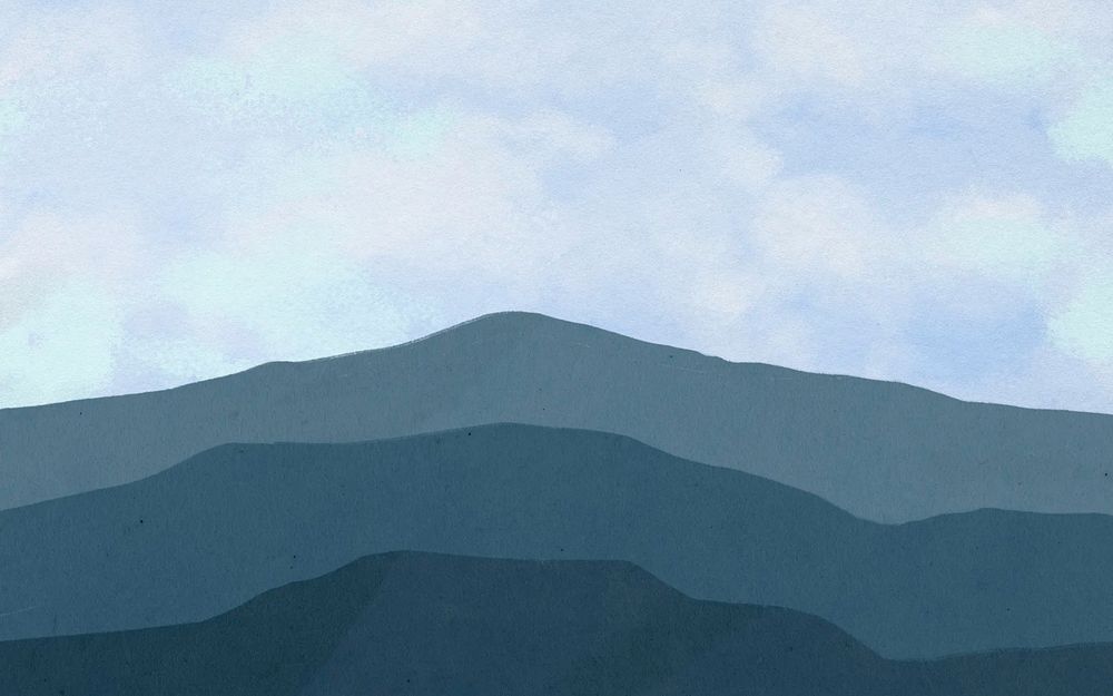 Blue sky mountain background, aesthetic nature illustration