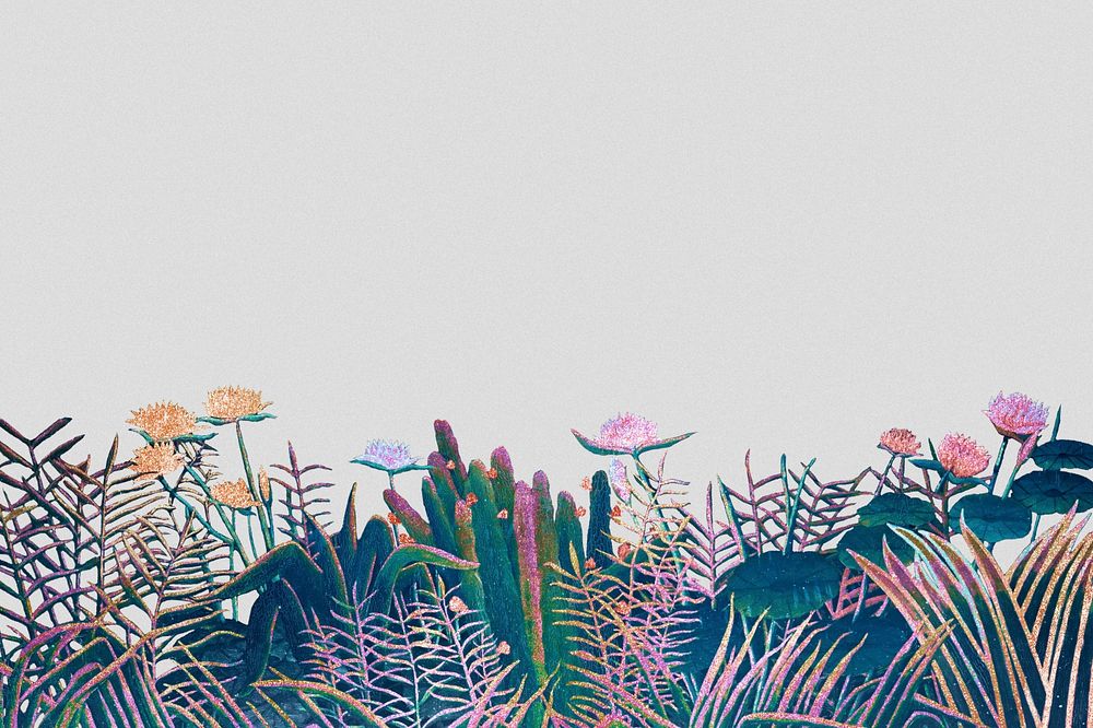 Henri Rousseau's nature border background, art remix. Remixed by rawpixel.