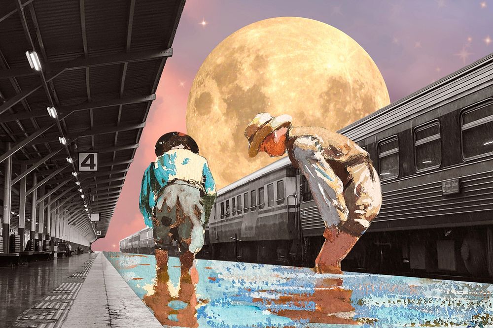 Surreal escapism, Winslow Homer background. Remixed by rawpixel.