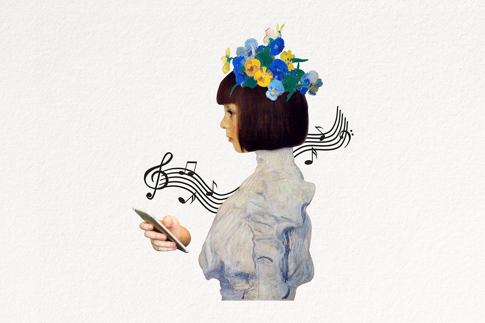 Music lover woman background, art remix.  Remixed by rawpixel.