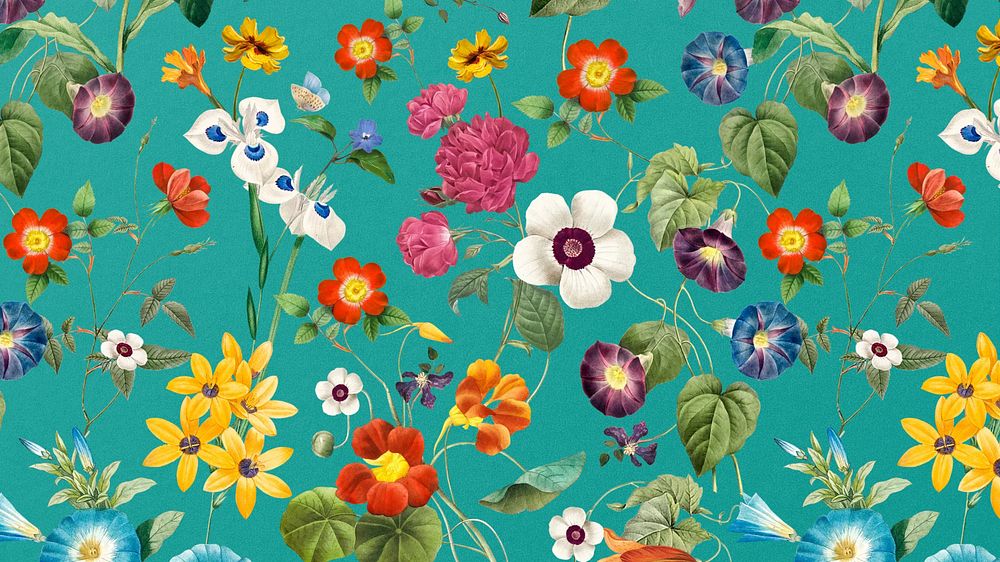 Spring flower pattern desktop wallpaper, | Premium Photo Illustration