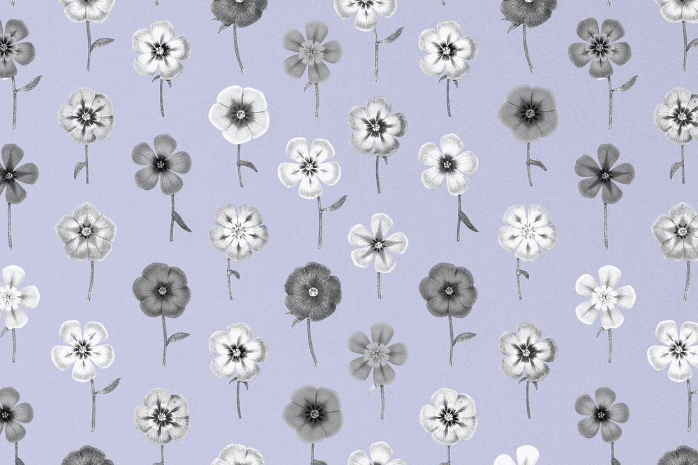 Vintage monotone floral pattern background illustration by Pierre Joseph Redouté. Remixed by rawpixel.