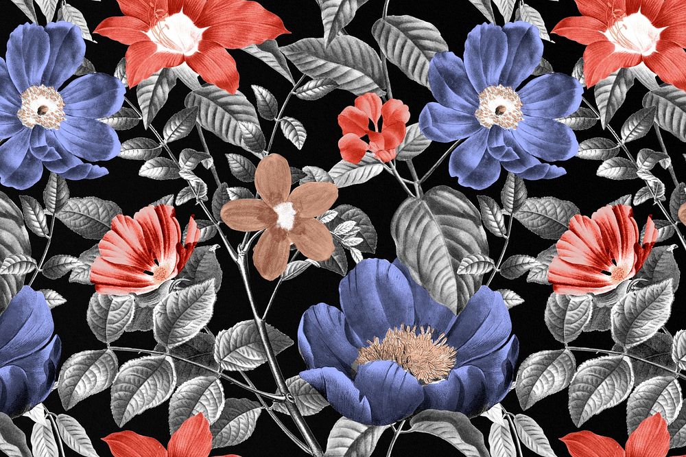 Vintage flower pattern background illustration by Pierre Joseph Redouté. Remixed by rawpixel.