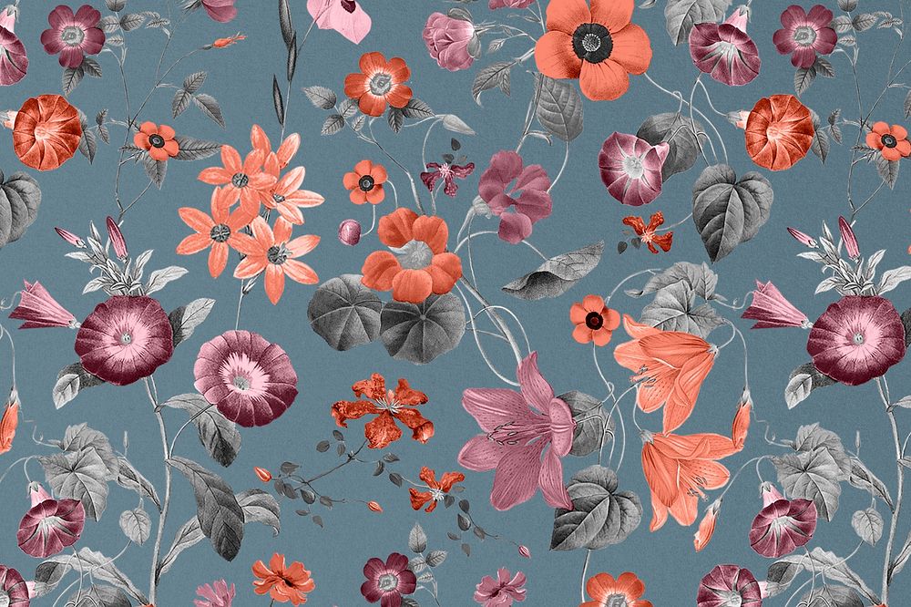 Vintage flower pattern background illustration by Pierre Joseph Redouté. Remixed by rawpixel.
