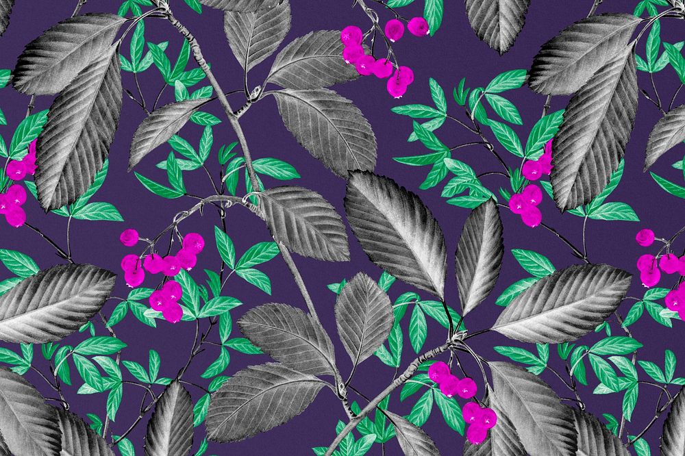 Aesthetic leaf pattern background illustration by Pierre Joseph Redouté. Remixed by rawpixel.