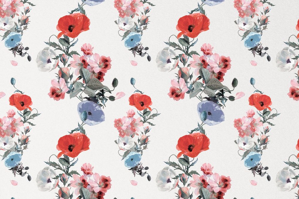 Aesthetic flower pattern background illustration by Pierre Joseph Redouté. Remixed by rawpixel.