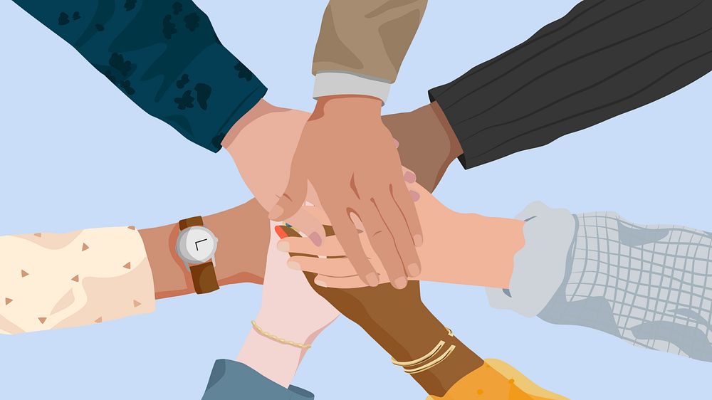 Business teamwork desktop wallpaper, vector illustration