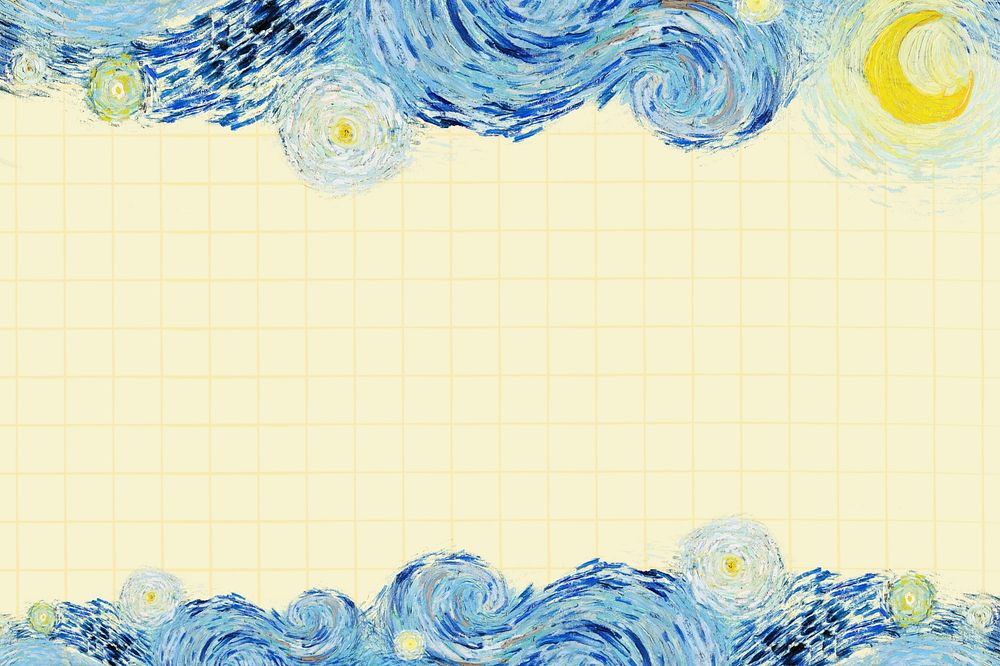 Starry Night border background, Van Gogh's vintage illustration, remixed by rawpixel