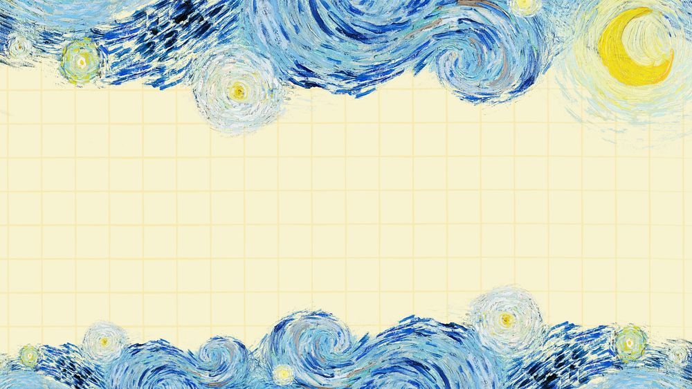 Starry Night border desktop wallpaper, remixed by rawpixel