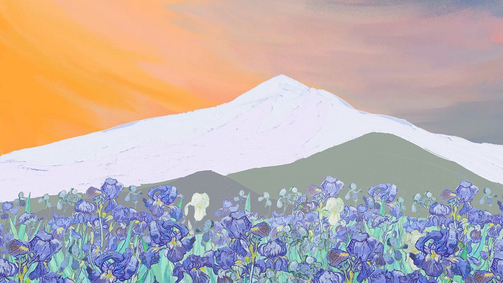 Van Gogh's irises desktop wallpaper, remixed by rawpixel