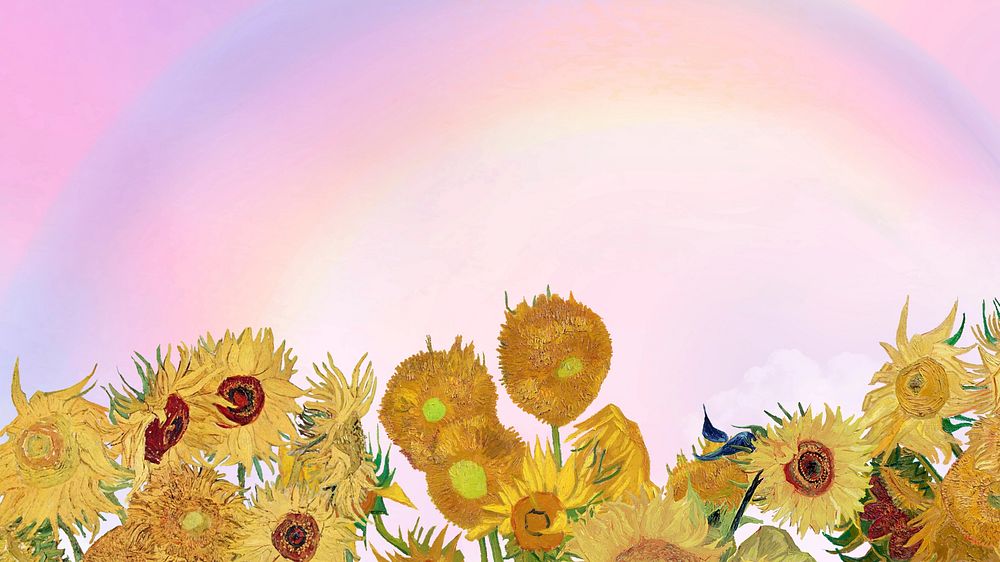 Van Gogh's sunflower  desktop wallpaper, remixed by rawpixel