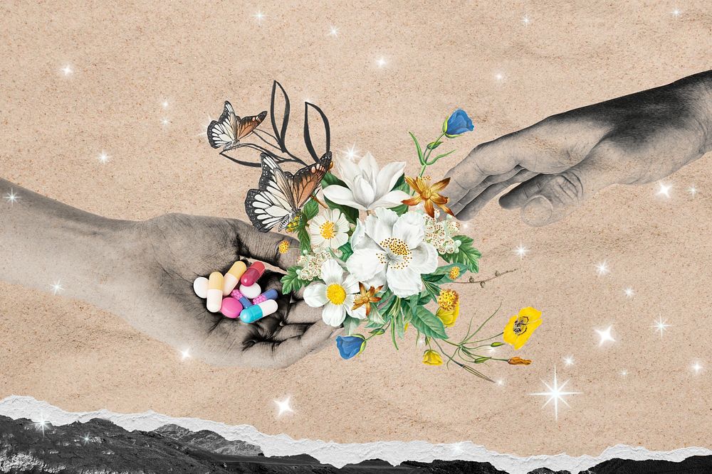 Surreal mental health, flower & antidepressants remix