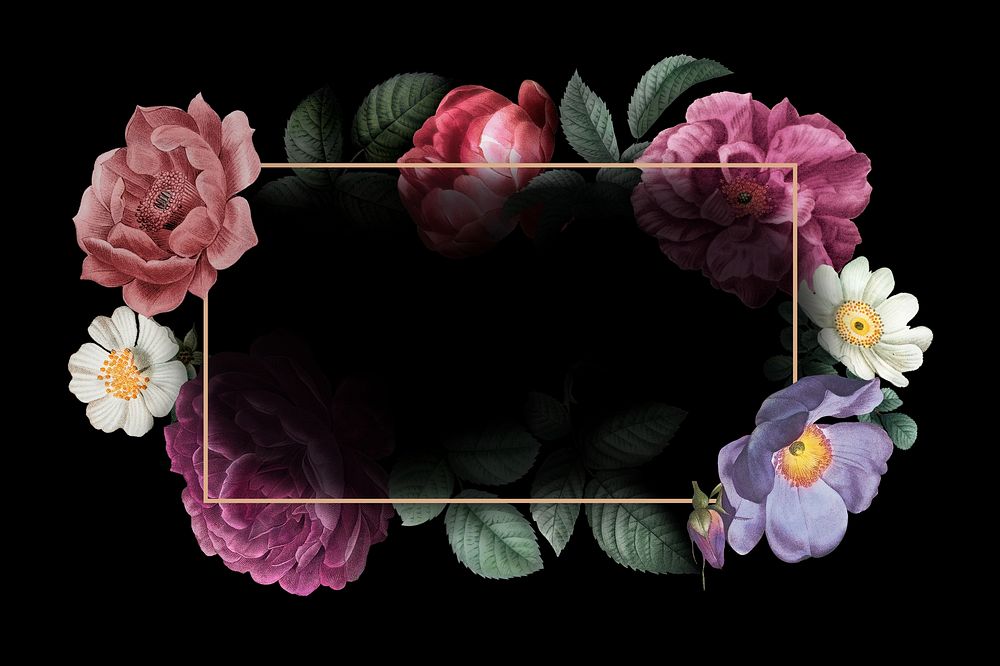 Aesthetic vintage floral frame background illustration