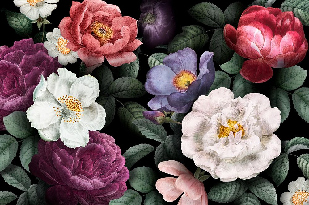 Aesthetic vintage flower pattern background illustration