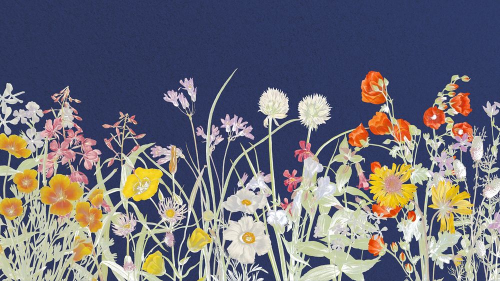 Aesthetic vintage flower desktop wallpaper illustration