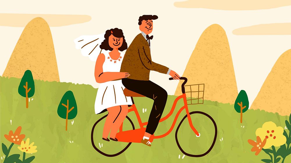 Married couple doodle desktop wallpaper