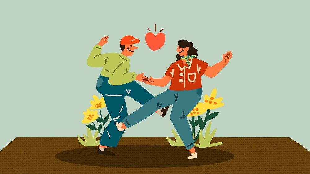 Couple dance doodle desktop wallpaper