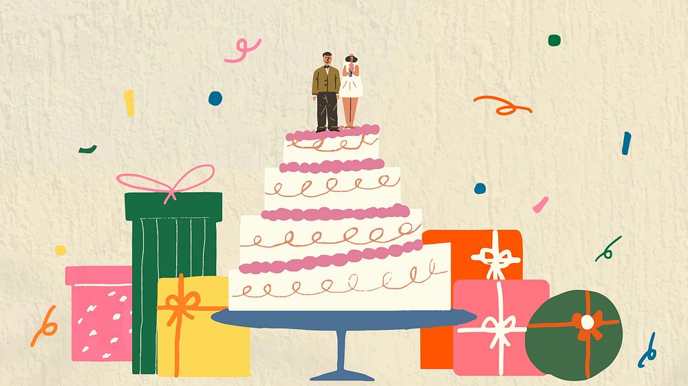 Wedding cake doodle desktop wallpaper