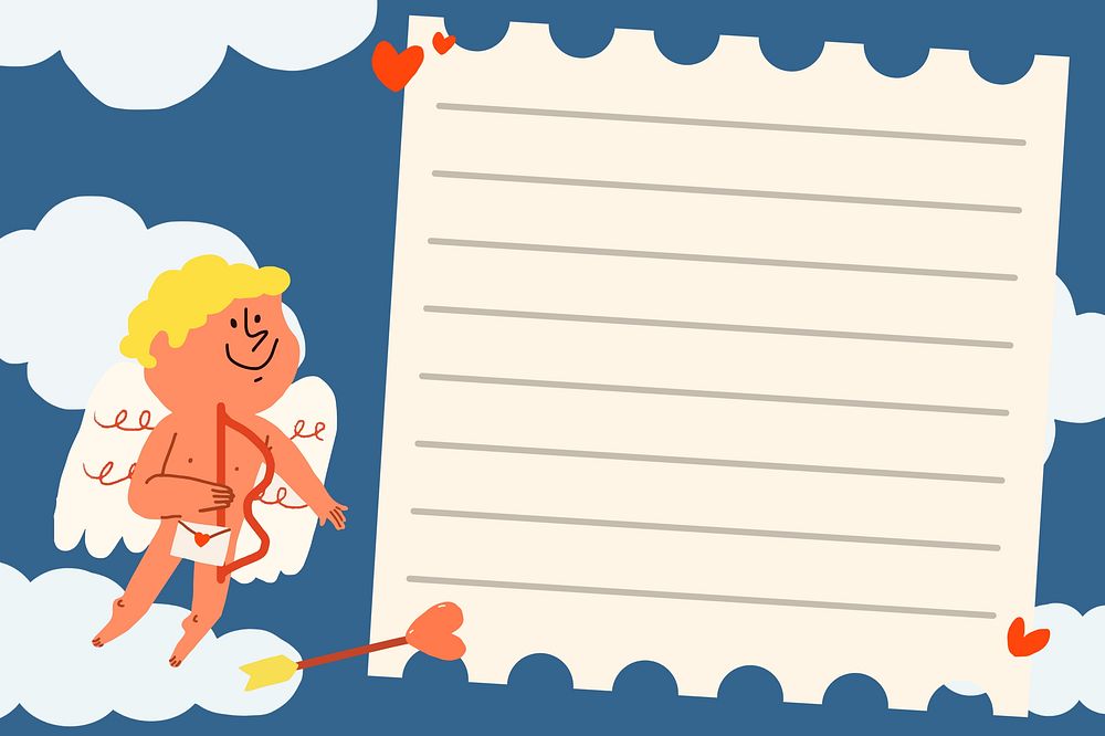 Cupid & paper note doodle background
