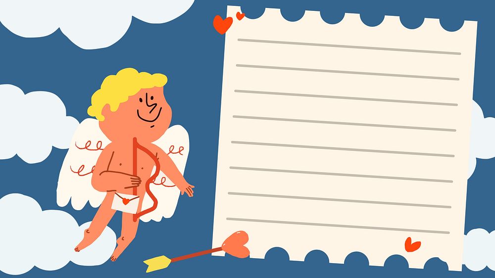 Cupid & paper note doodle HD wallpaper