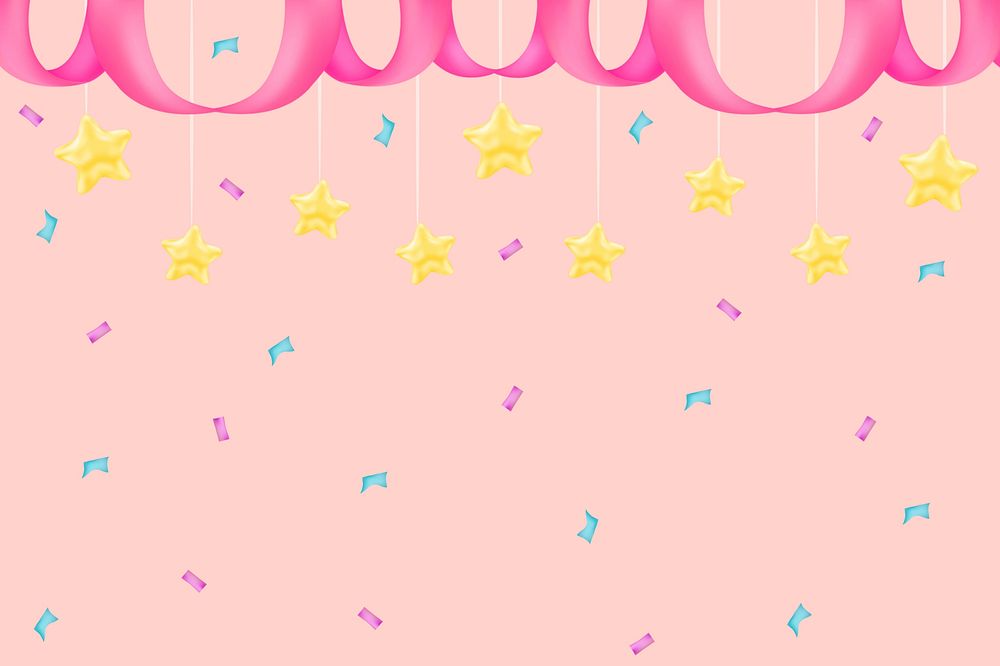 Colorful confetti pink background, cute design