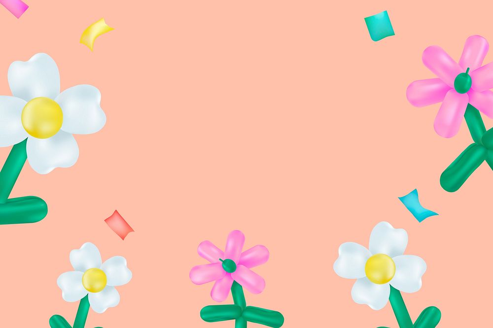 Flower balloon border background, cute design
