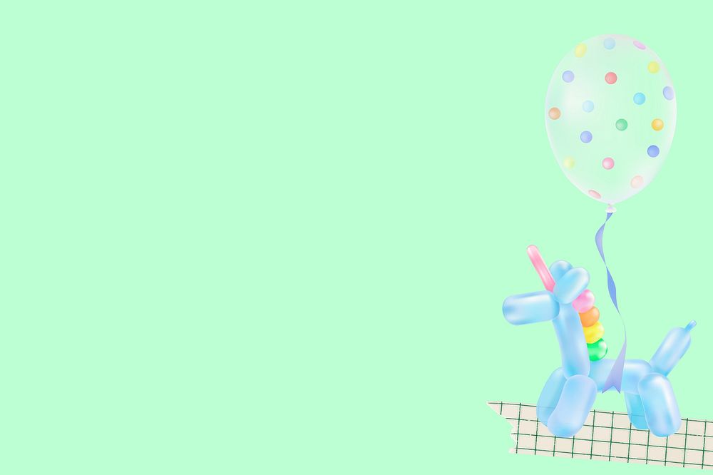Unicorn birthday background, balloon art design
