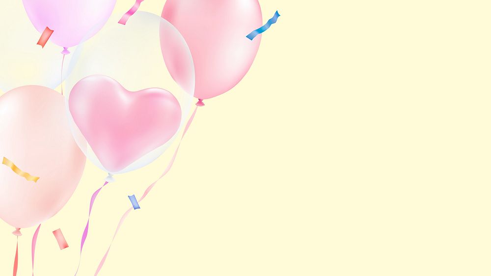 Pink heart balloon desktop wallpaper, Valentine's day design