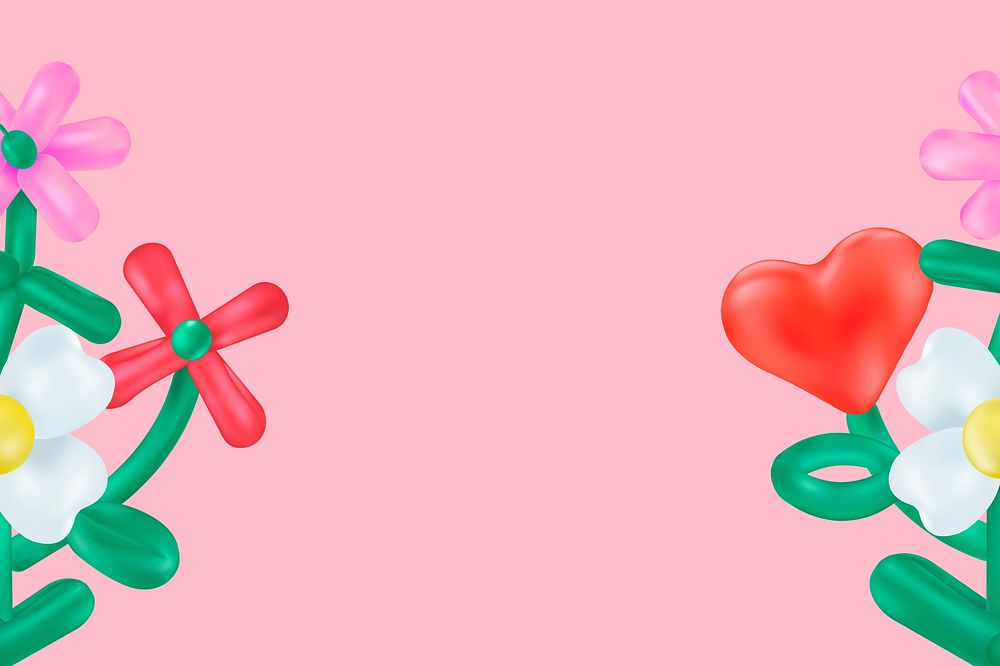 Flower balloon art background, cute Valentine's day design