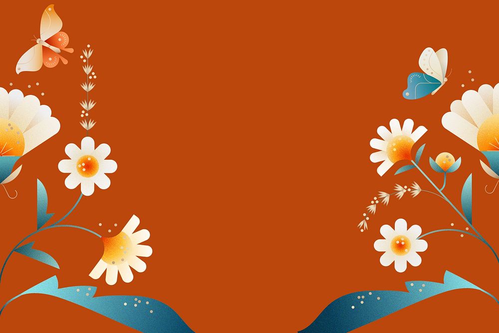 Orange geometric daisy floral background