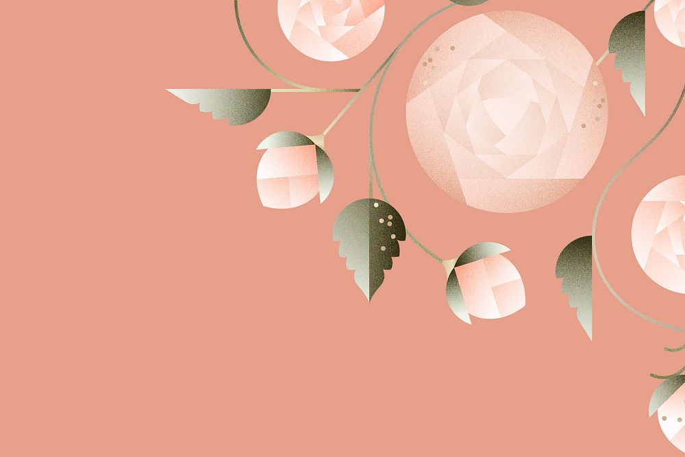 Peach  geometric rose floral background