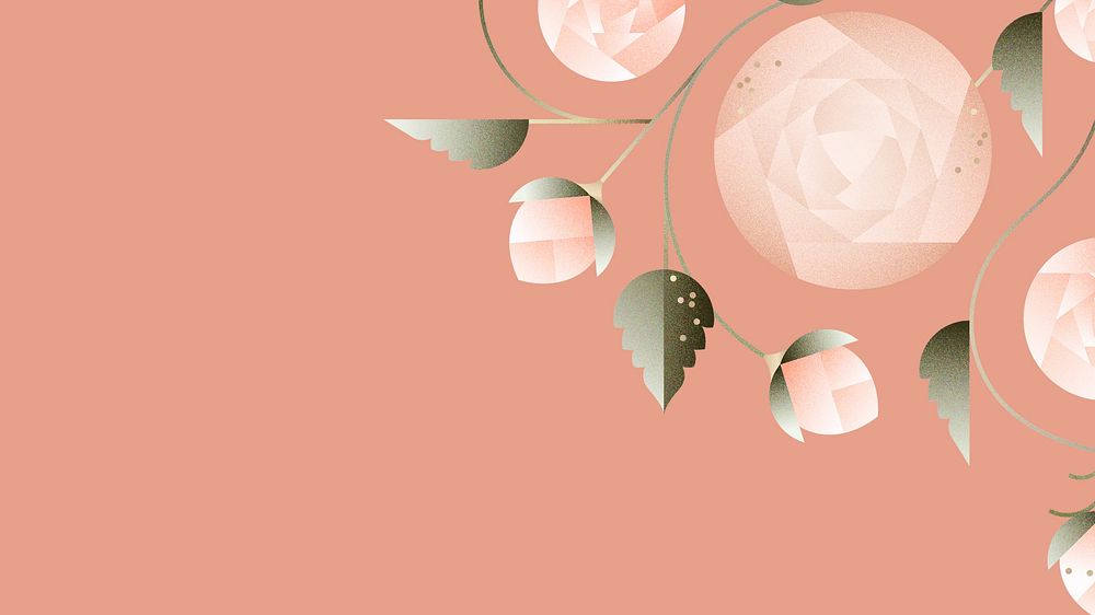 Peach rose floral computer wallpaper