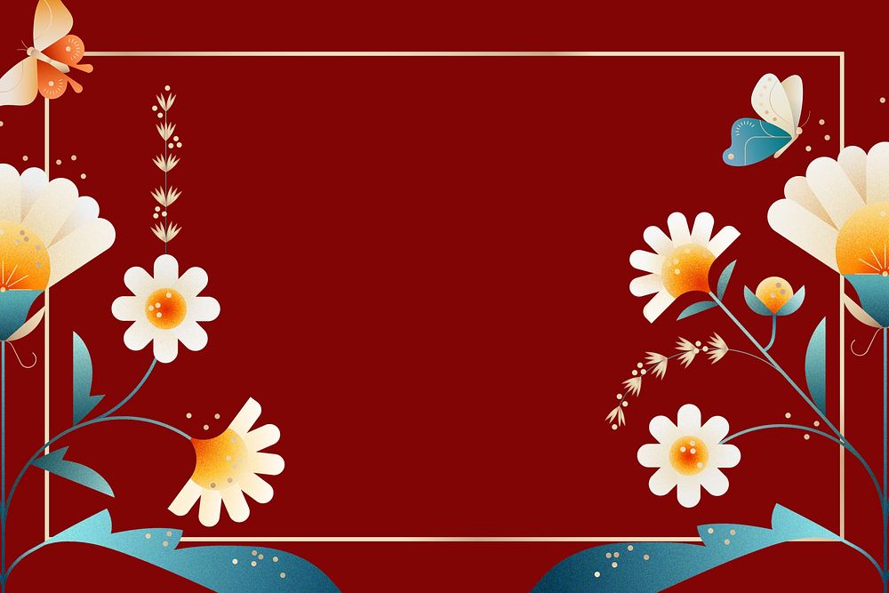 Red geometric daisy floral background