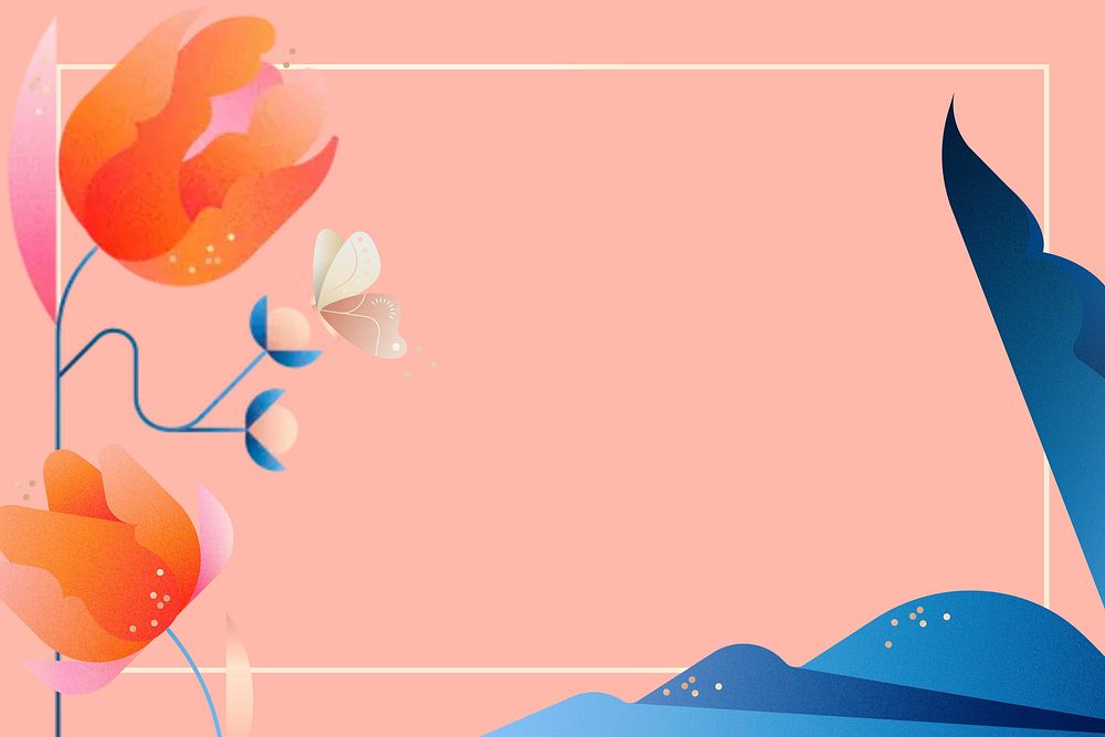 Pink geometric tulip floral background