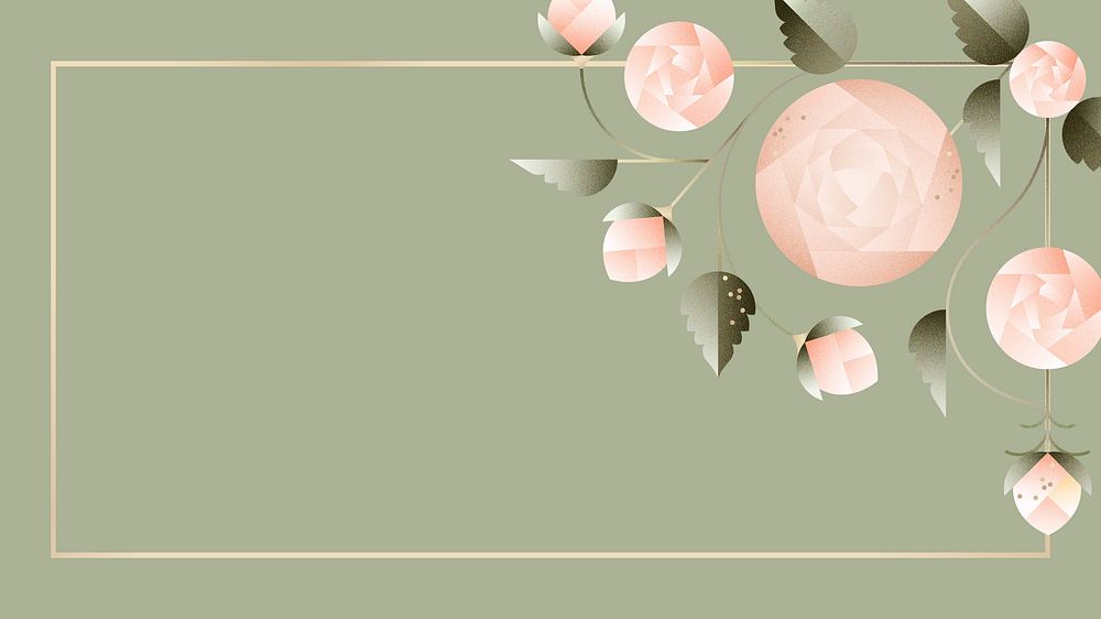 Green rose floral desktop wallpaper