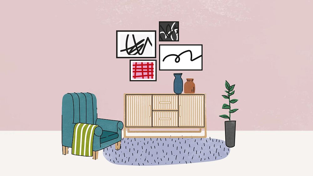 Living room illustration desktop wallpaper