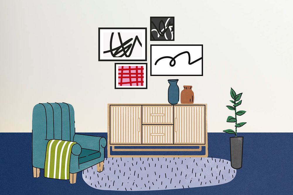 Living room interior illustration background | Premium Photo - rawpixel