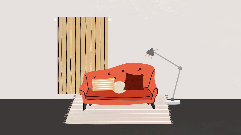 Living room illustration desktop wallpaper