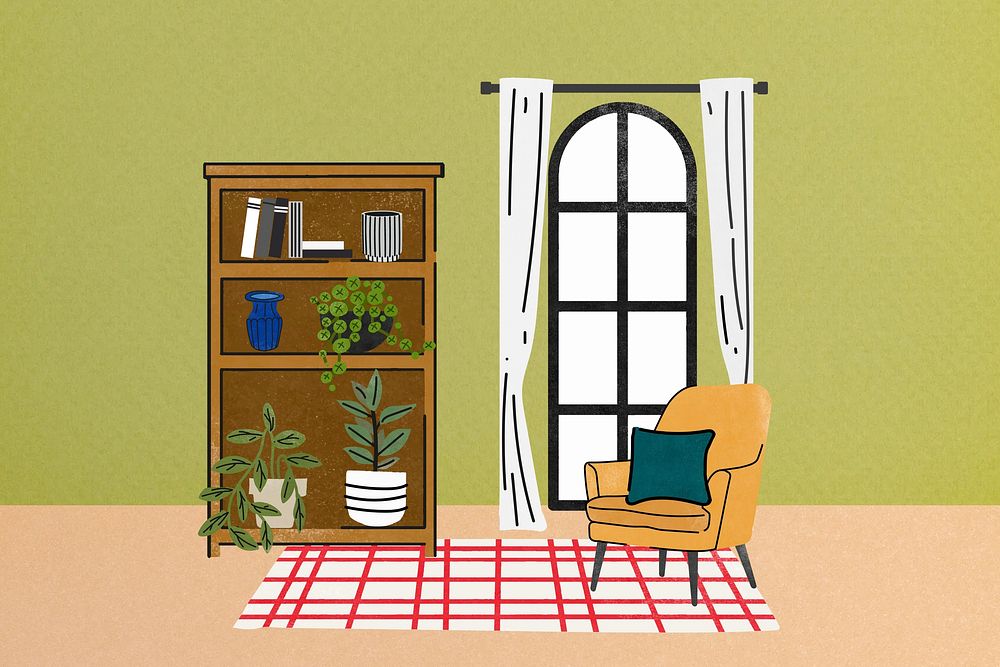 Retro interior design illustration background