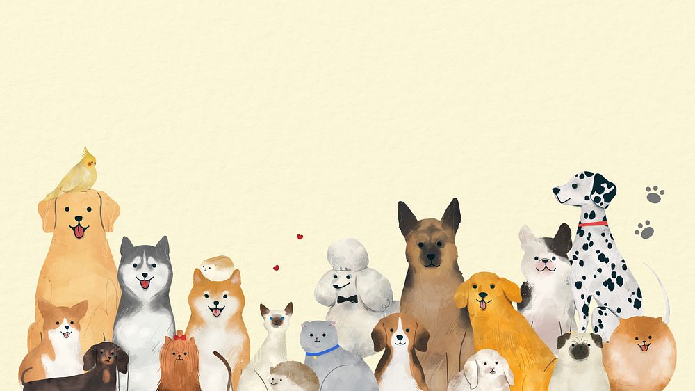 Animal border, beige desktop wallpaper