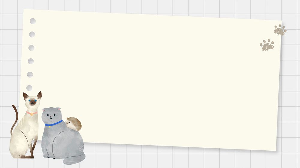 Beige notepaper desktop wallpaper, cute cats design