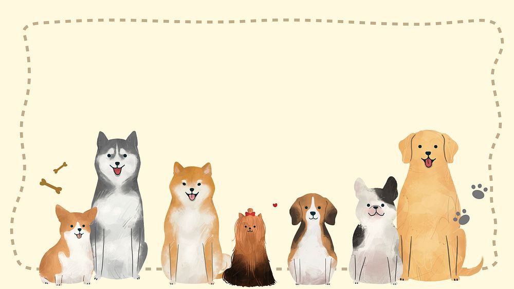 Dogs border beige desktop wallpaper
